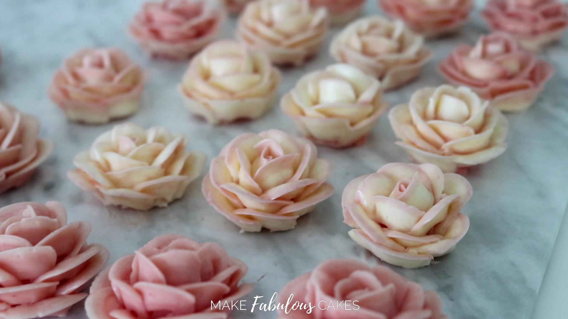 swan cake piping a buttercream rose